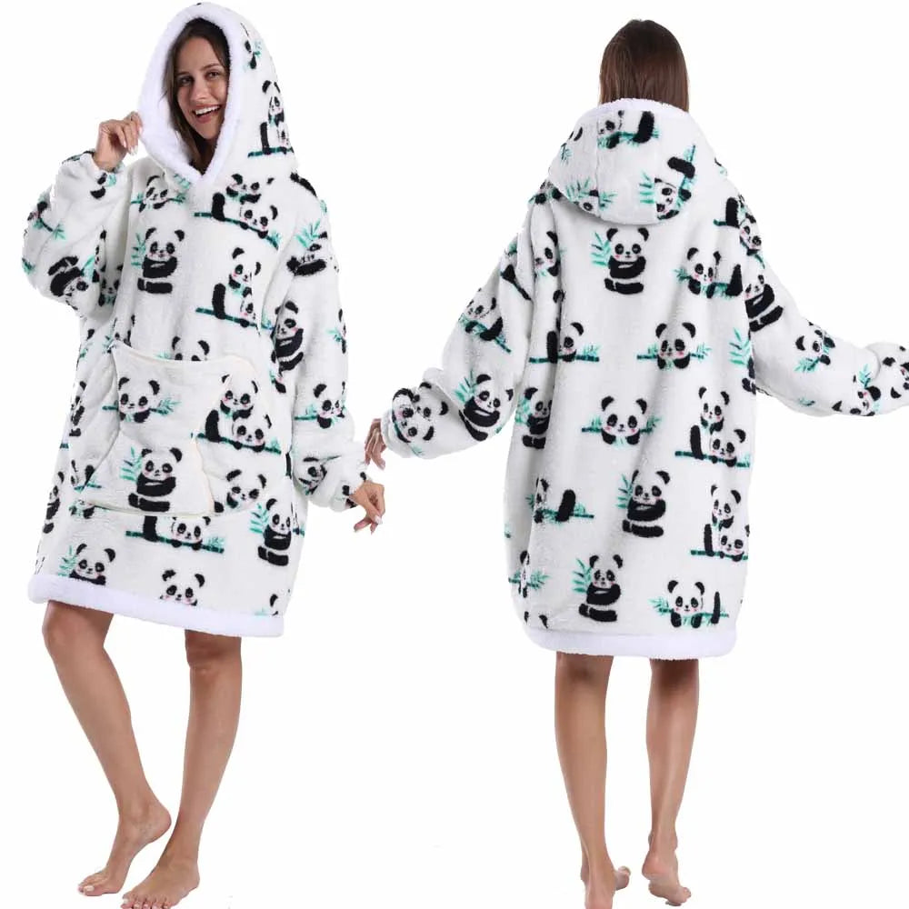 Strawberry Printed Oversized Blanket Hoodie