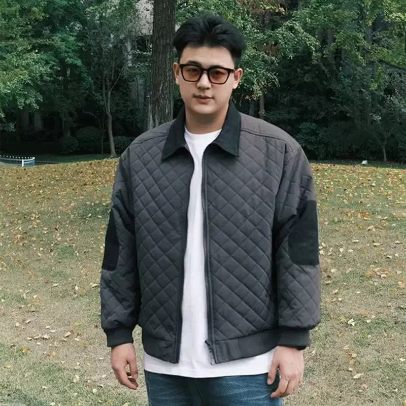 Diamond Pattern Padded Windbreaker Jacket