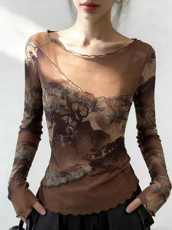 Fairy Grunge Mesh Sheer Top
