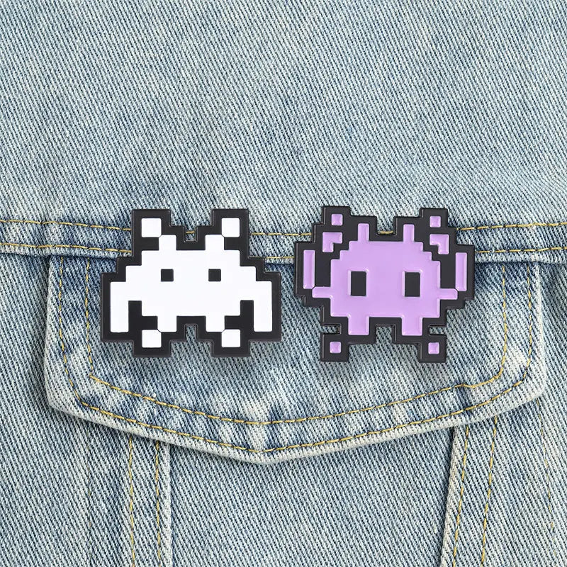 Retro Pixel Invader Enamel Pins