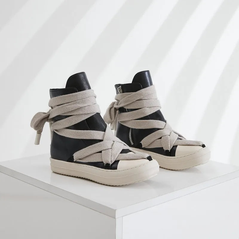 Casual Lace-up Thick Soled Trendy Motorcycle Boots