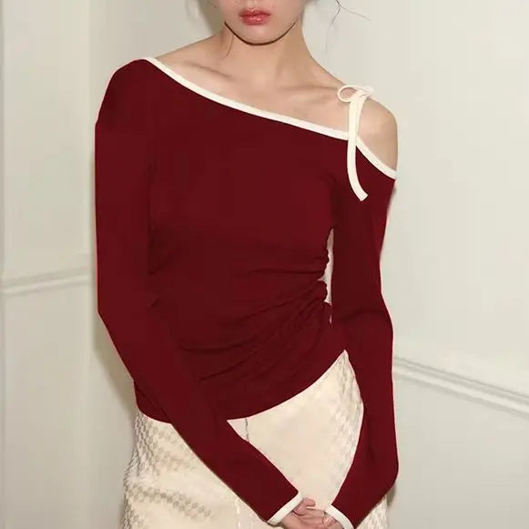 Y2K Off-shoulder Long Sleeve Top