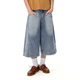 Jeans-Jorts mit geradem, weitem Bein