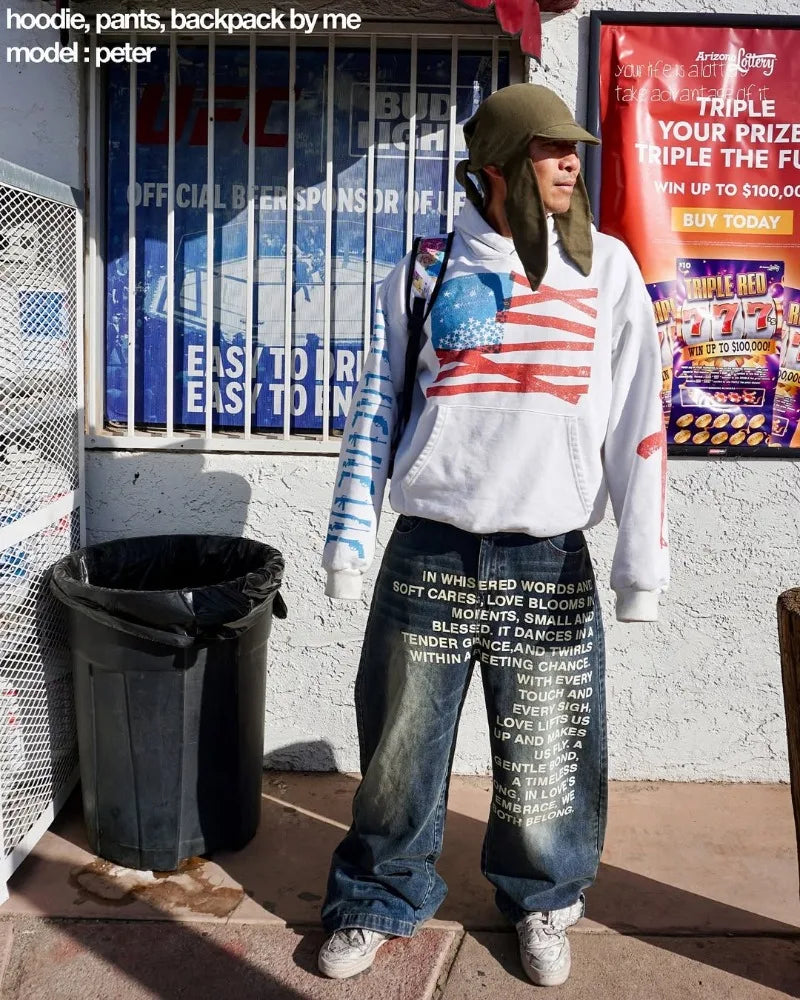Vintage Metro Quotes Wide-leg Jeans