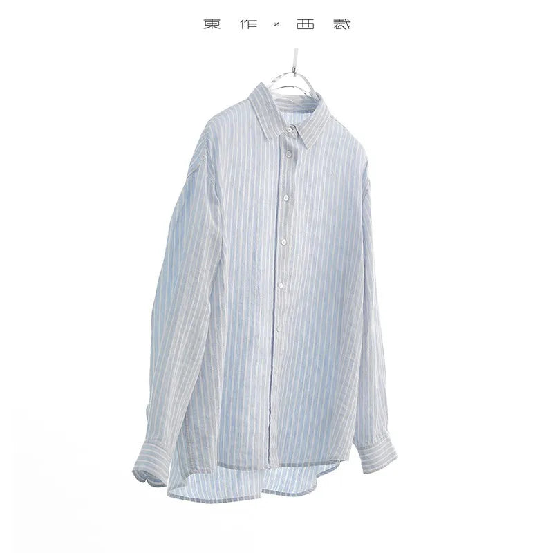 Women's Old Money Striped Long-Sleeve Shirt