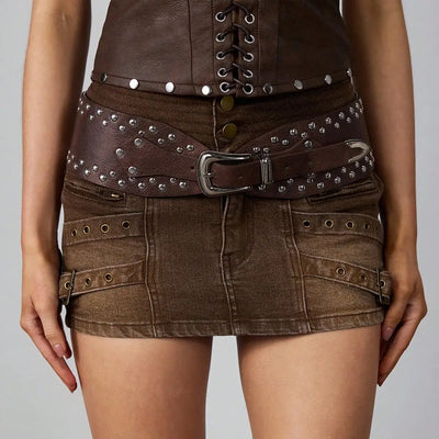 Y2K Wide Studded Western Belt