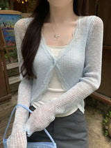 Ribbed Knitted Open Front Cardigan