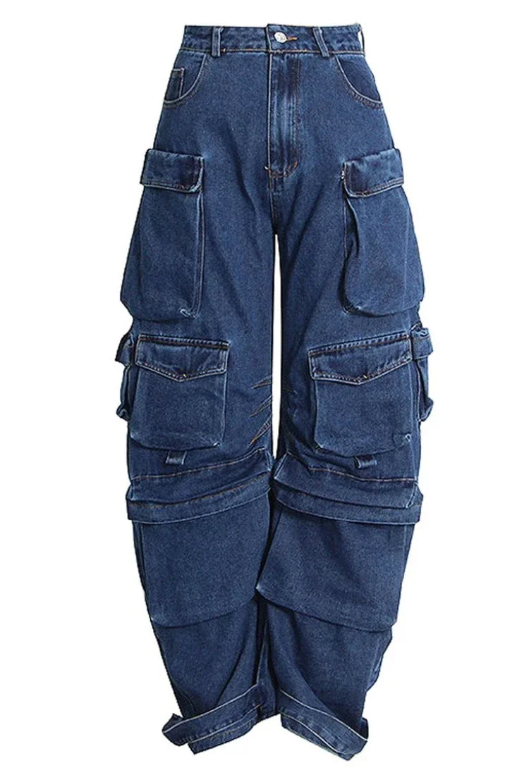 Y2K Belted Washed Cargo Jeans