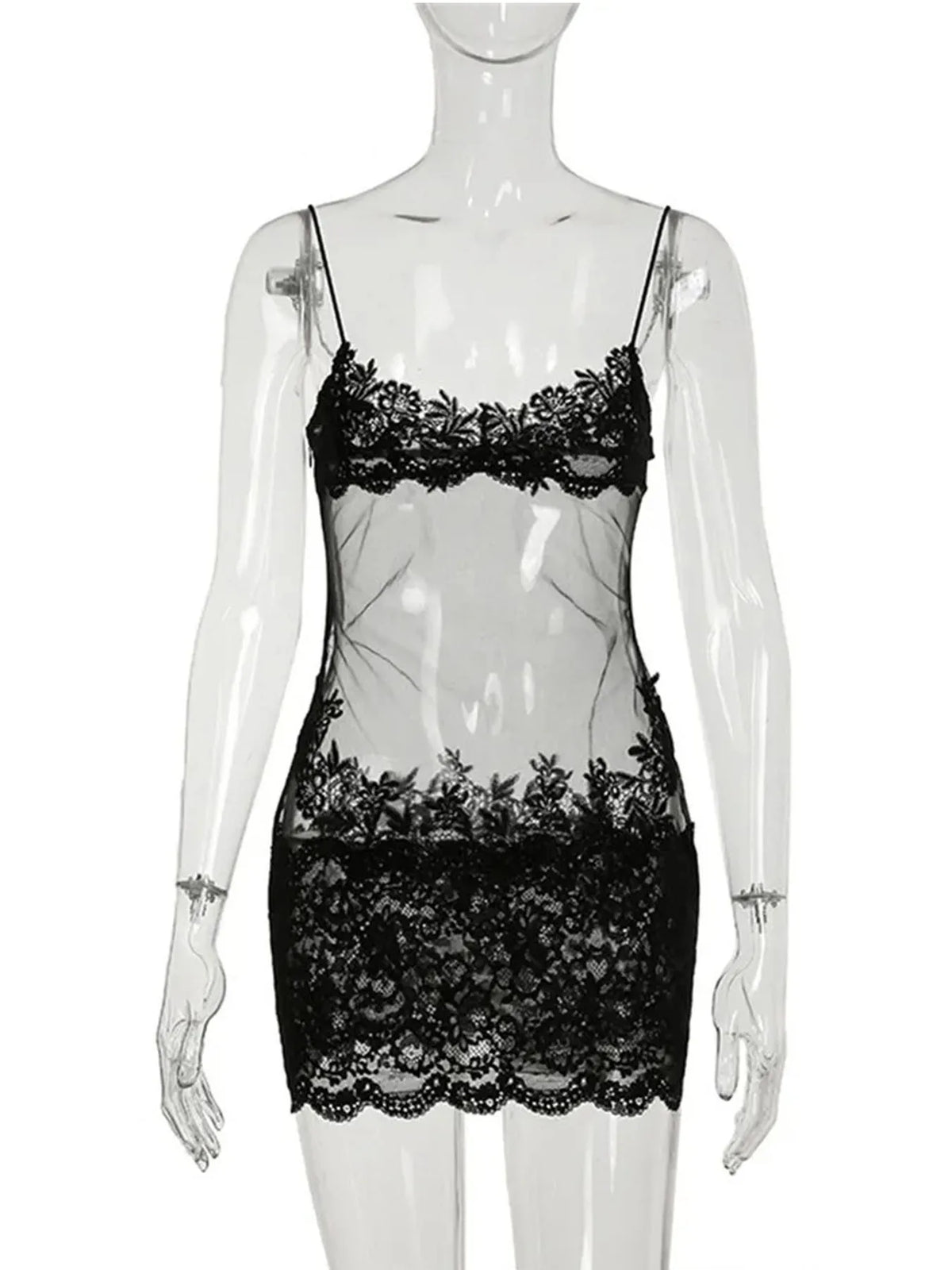 Y2K Baddie Floral Mesh Mini Dress