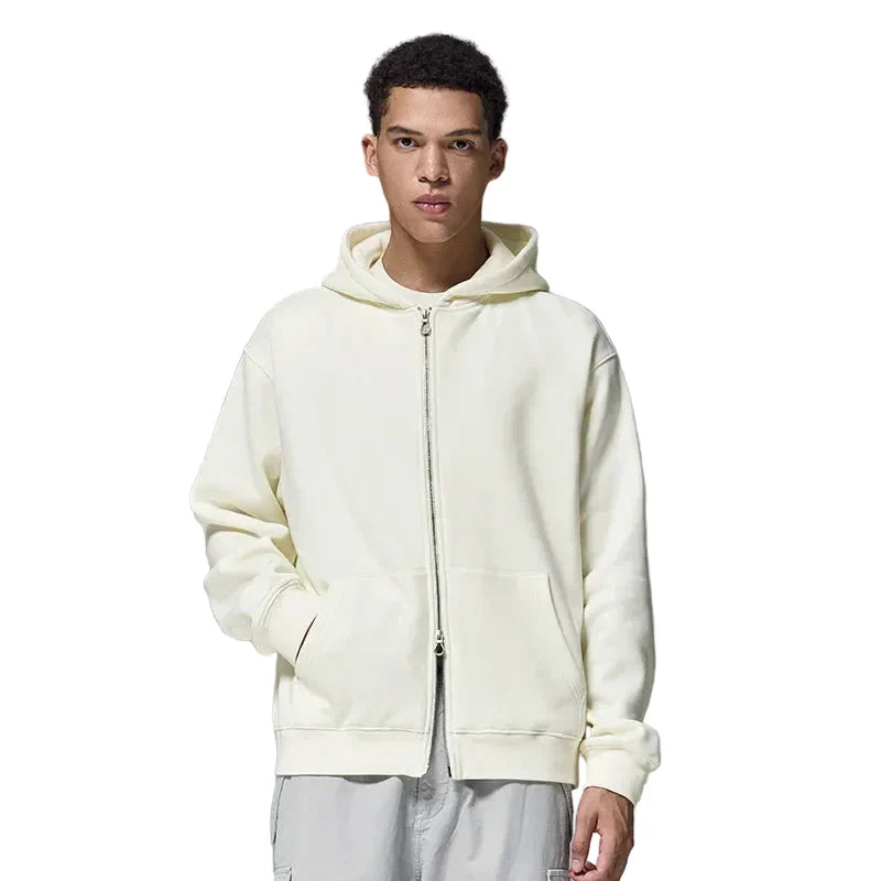 Sudadera con capucha y cremallera completa de felpa vintage