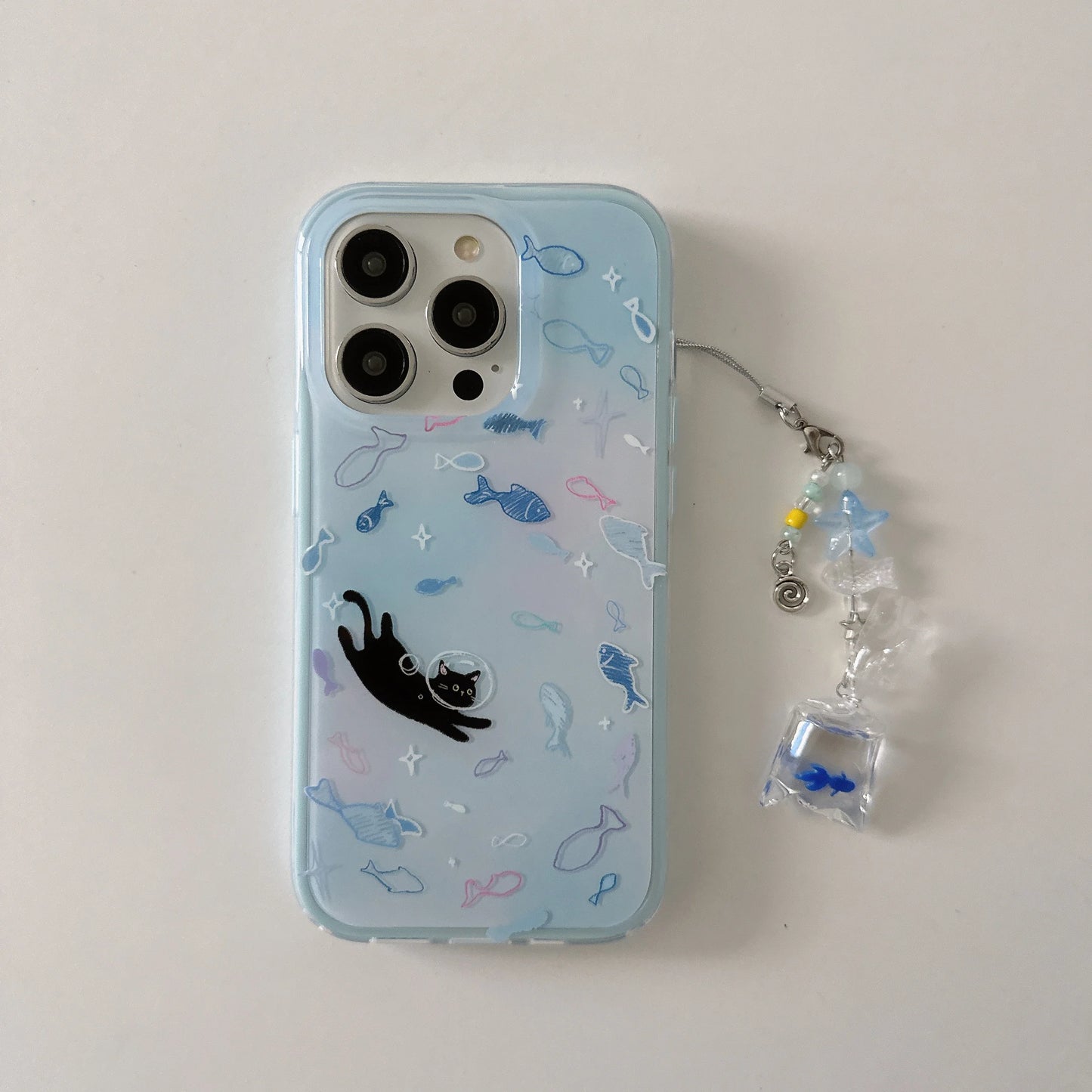 Blue Cartoon Fish Cat Fashion iPhone Cases