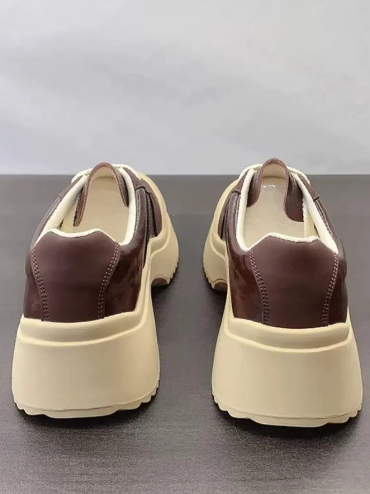 Thick Bottom Casual Leather Platform Shoes