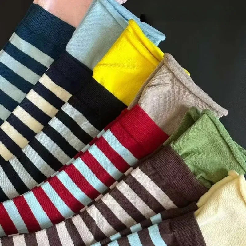 6 Pars Splicing Stripped Color Block Socks