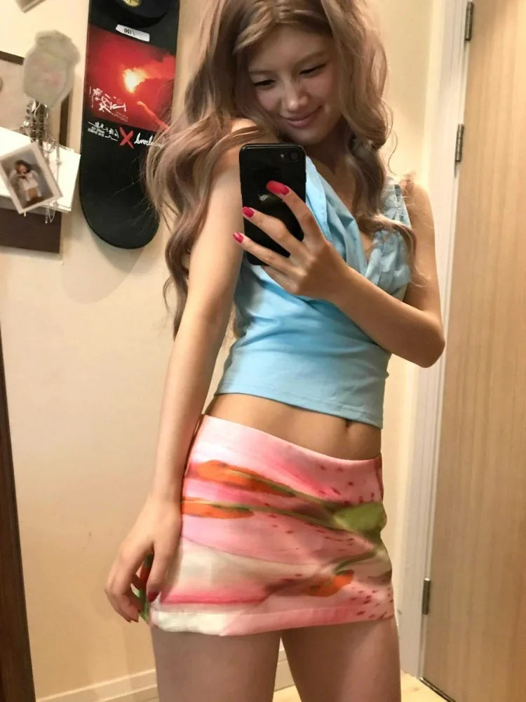 Pink Y2K Aesthetic Mini Skirt
