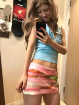 Pink Y2K Aesthetic Mini Skirt