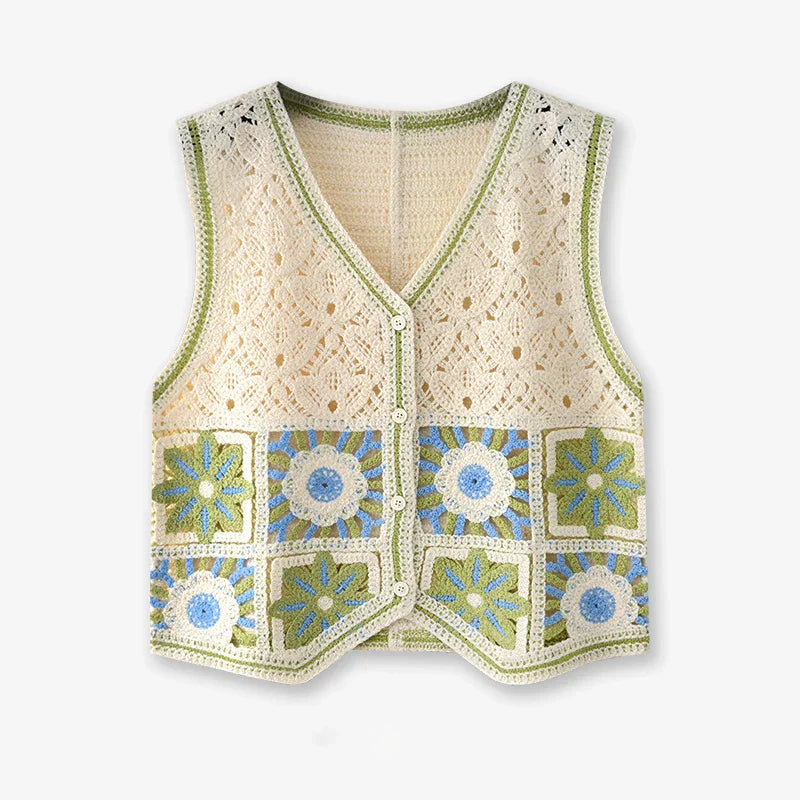 Handmade Crochet Woman Vest Open Front