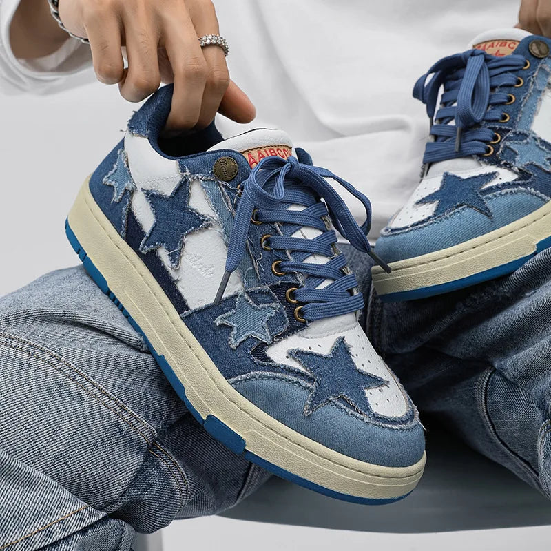 Retro Star Denim Skater Shoes
