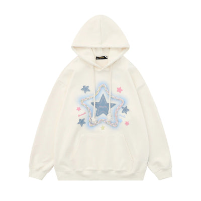 Gemütlicher Oversize-Fleece-Hoodie mit Sternenaufnähern