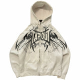 Retro Gray Zipper Oversized Hoodie