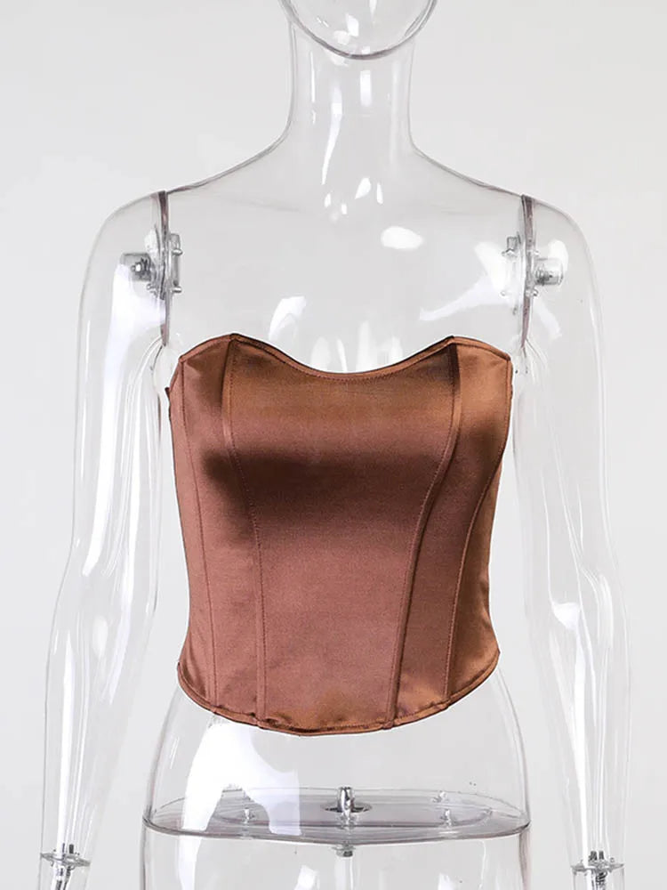 Solid Sleeveless Skinny Corset Cropped Top