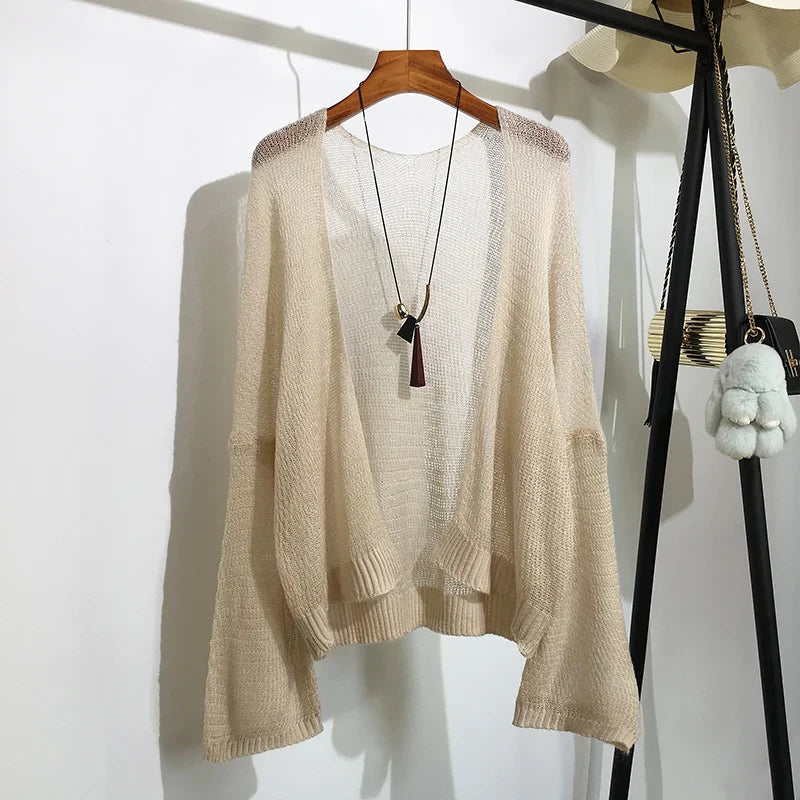 Sheer Open Front Knitted Cardigan