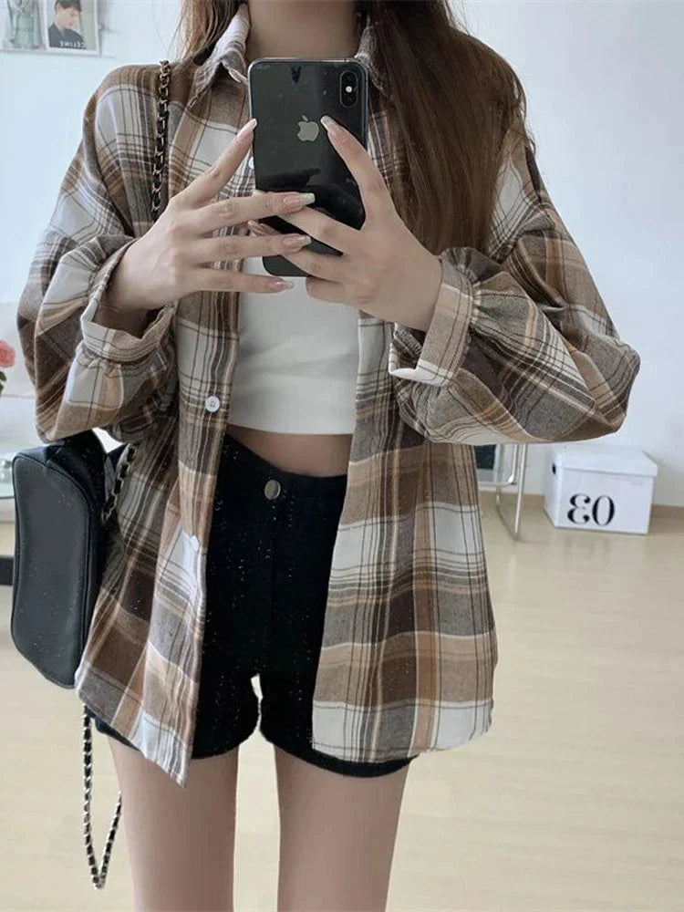 Vintage Plaid Long Sleeve Shirt