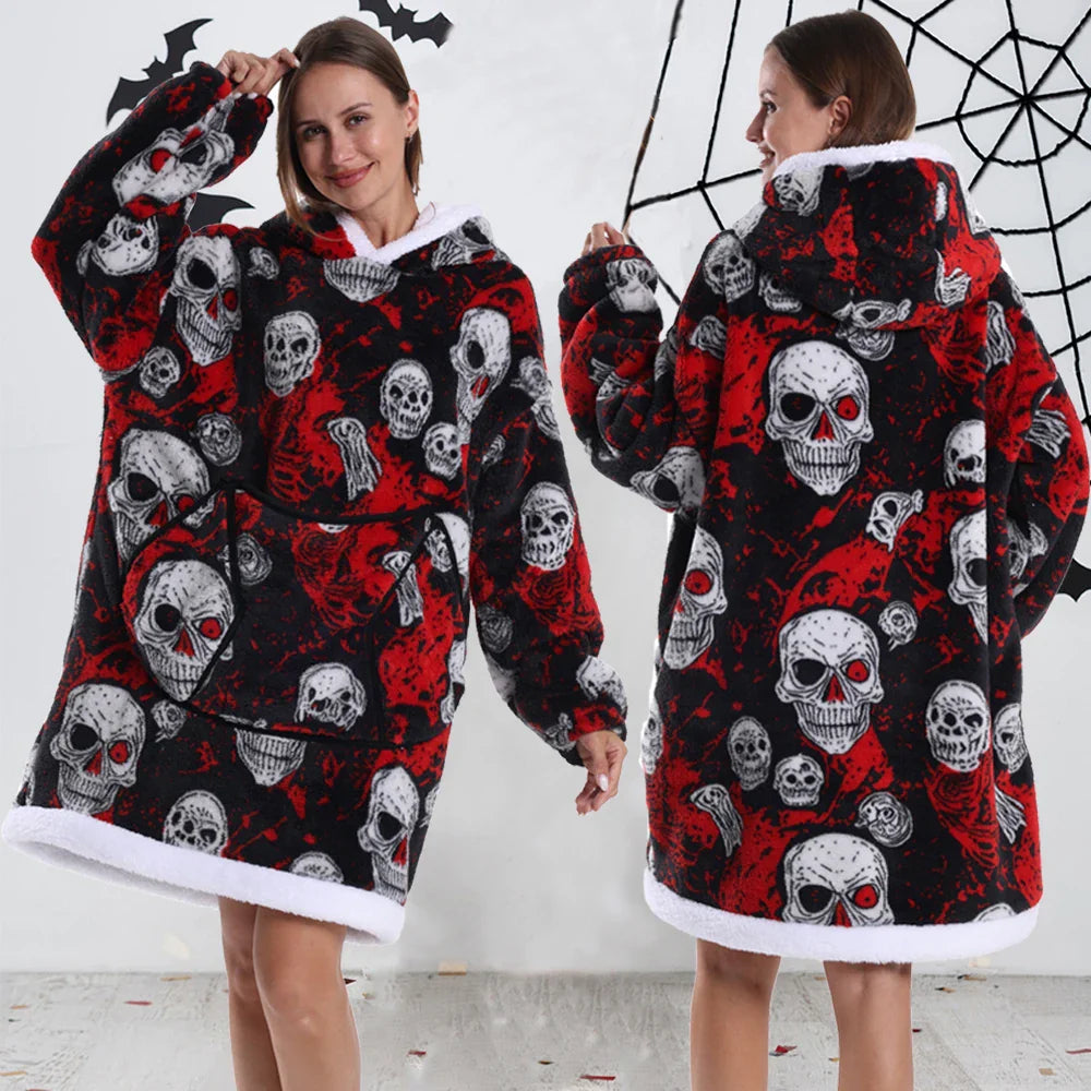 Strawberry Printed Oversized Blanket Hoodie