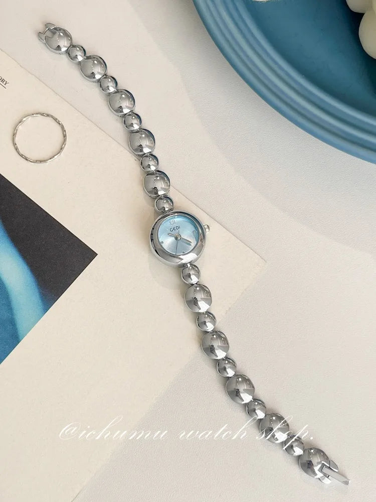 Ladies Silver Bracelet Round Quartz Watch