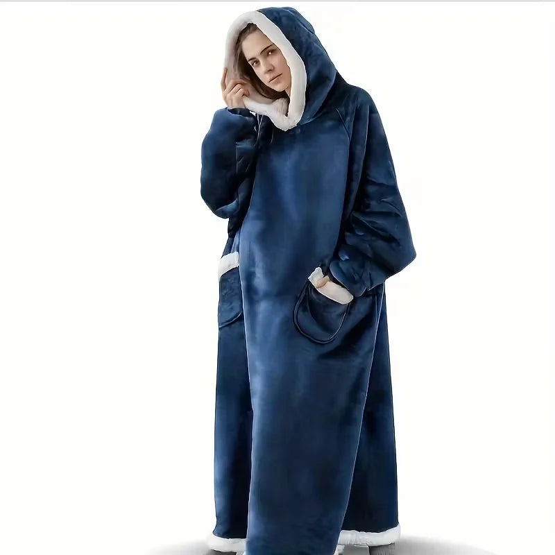 Super Long Flannel Blanket With Hoodie