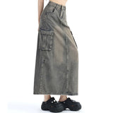 Vintage High Waist Denim A-Line Skirt