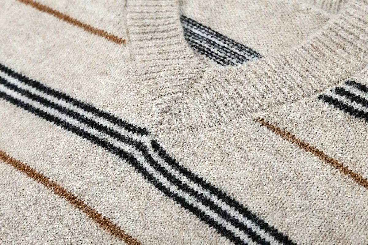 V-neck Stripped Sweater