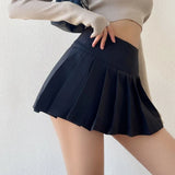 Y2K Side Slit Pleated Mini Skirt