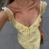 Y2K Vintage Floral Print Maxi Dress