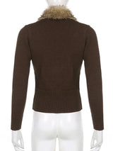 Y2K Fur Cropped Zip-up Cardigan