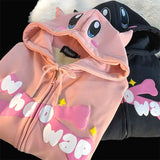 Sudaderas con capucha Oversize japonesas con bordado del diablo