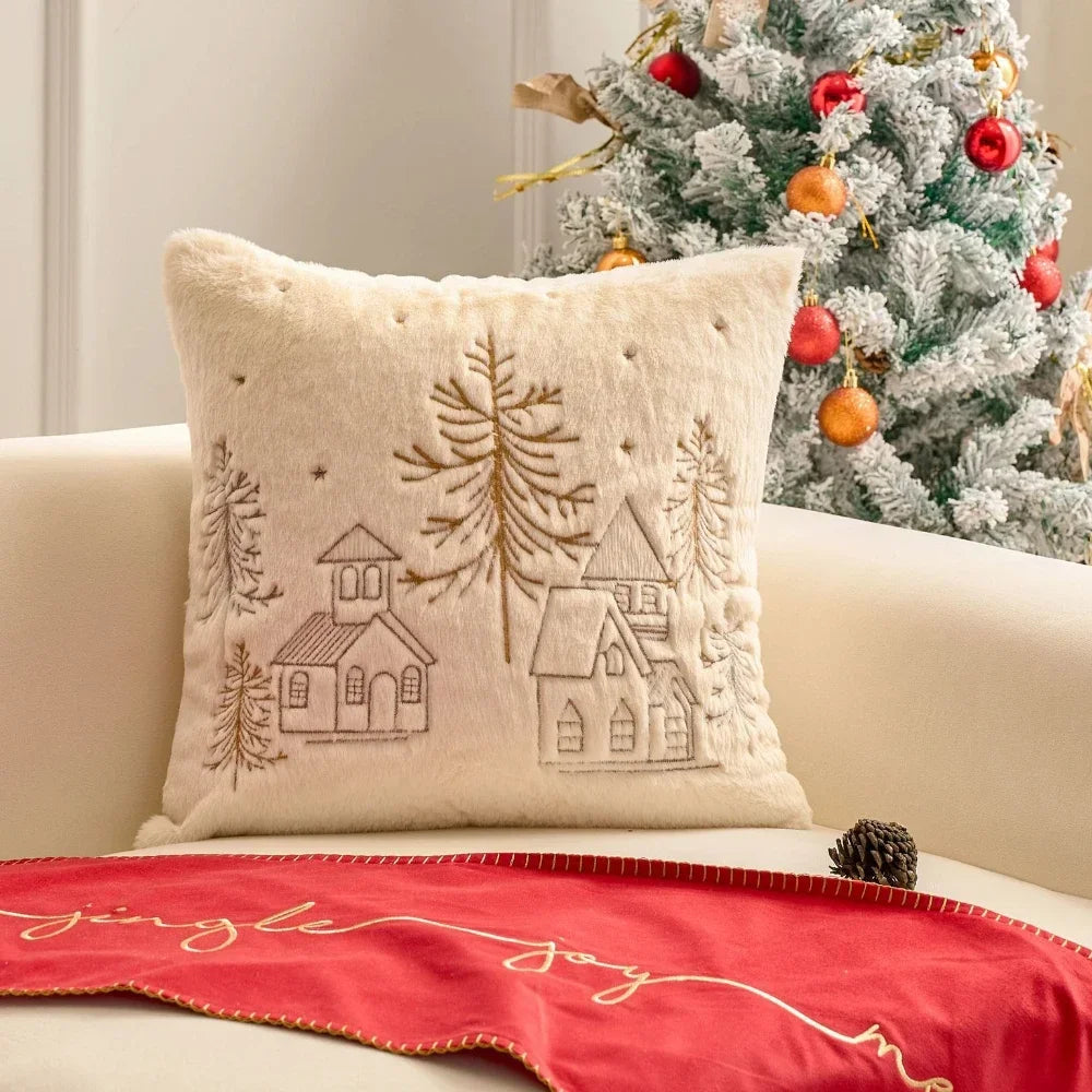Christmas Embroidered Cover Soft Pillow Case