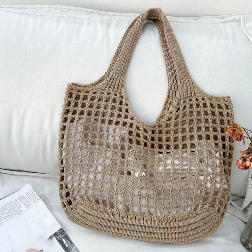 Hollow Out Woven Knitted Shoulder Bag