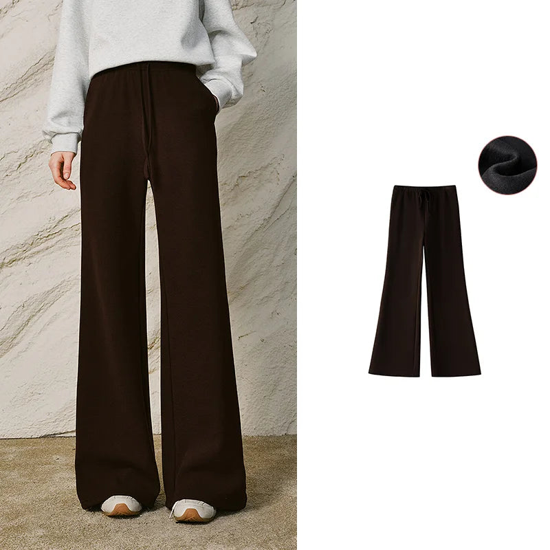 Elastic Waist Cashmere Straight Leg Pants