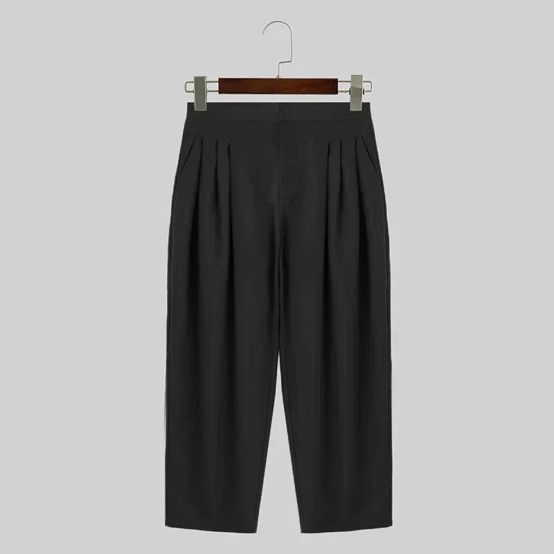 Pleated Solid Color Loose Pants