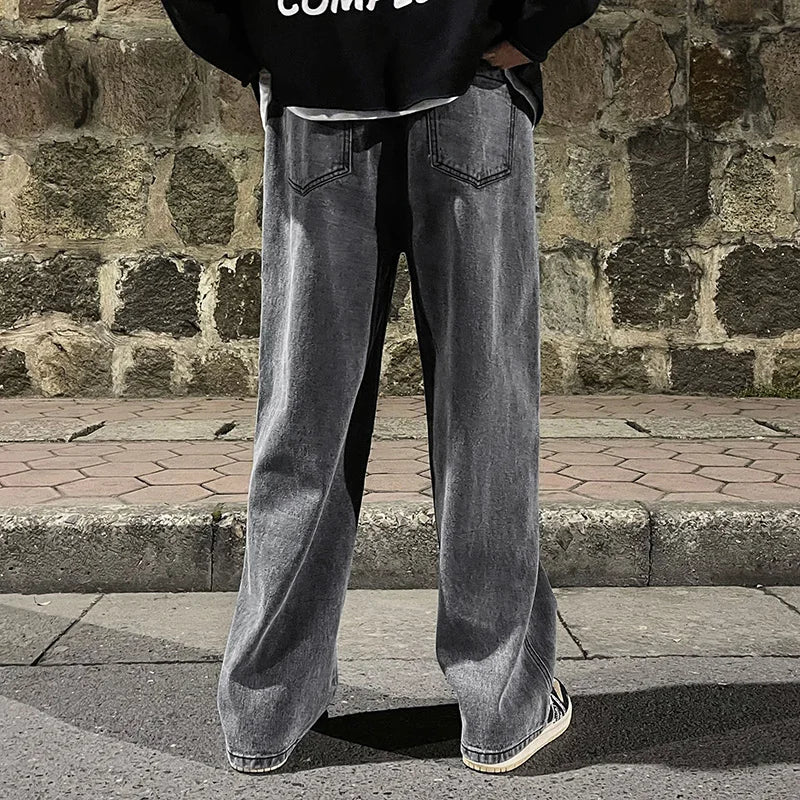 Solid Color Straight Leg Jeans