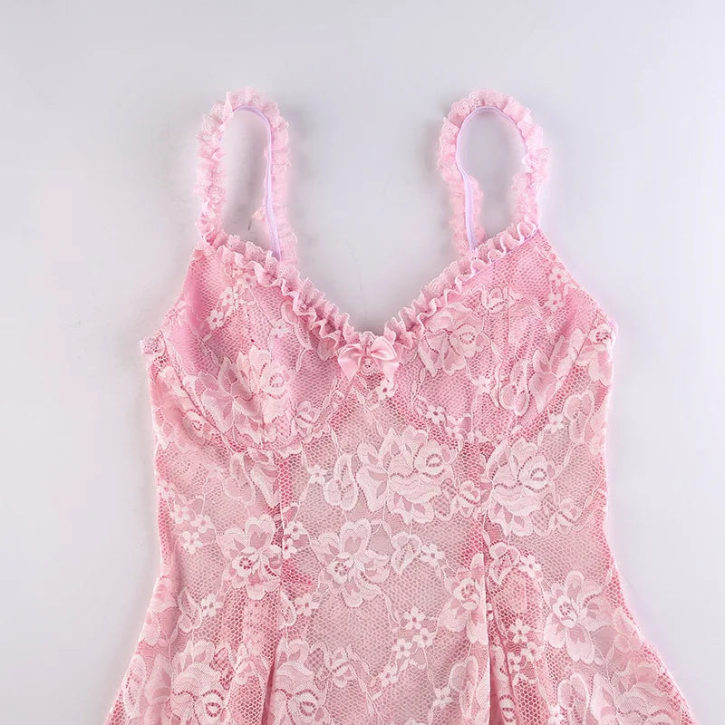 Pink Lace Mini Dress