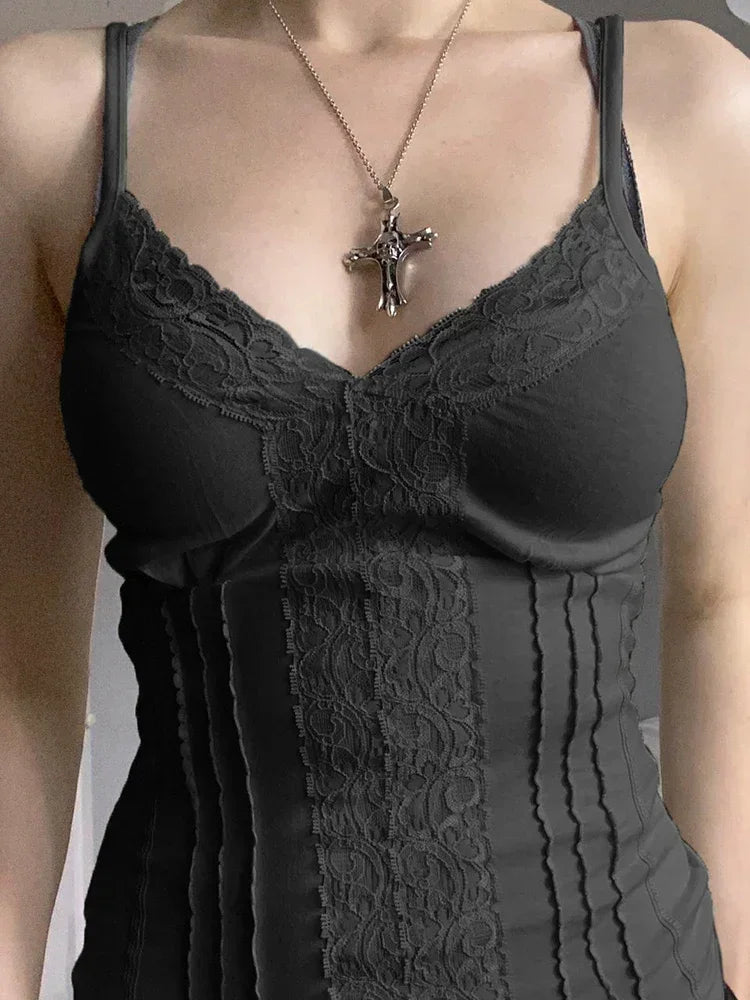 Y2K Lace Panel Top