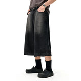 Jeans-Jorts mit geradem, weitem Bein