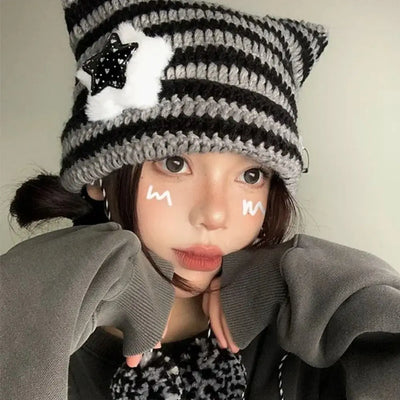 Kawaii Knitted Cat Ear Beanie Hat