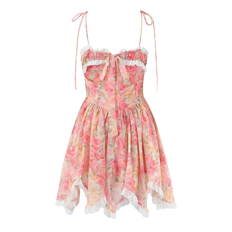 Sexy Sling Floral Print Boho Beach Mini Dress