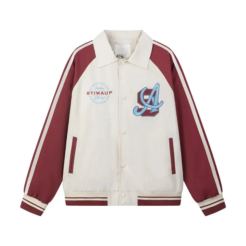 Sports Striped Patchwork Varsity Jacket