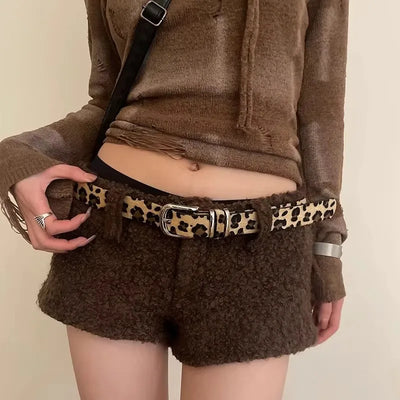 Leopard Print Fur Belt