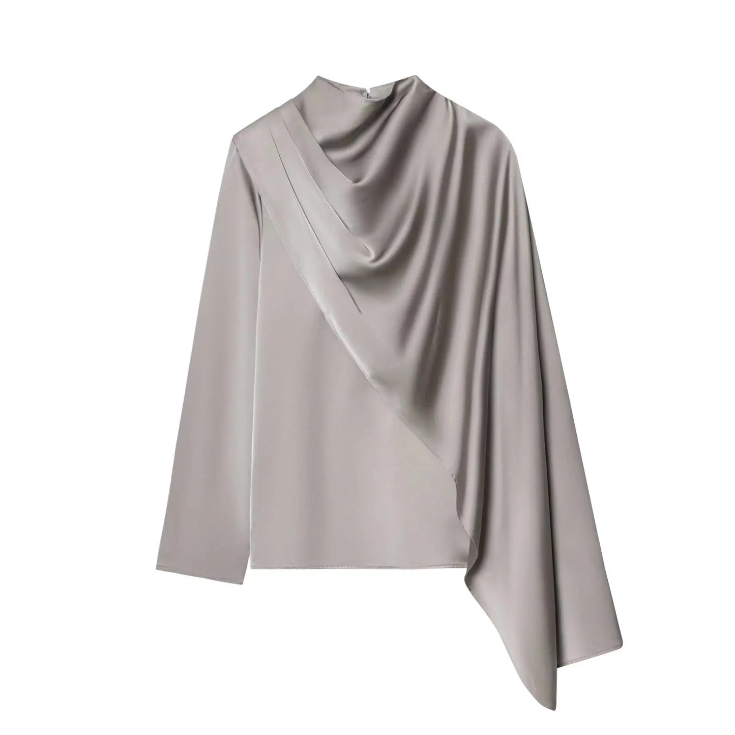 Women Shawl Design Satin Blouse