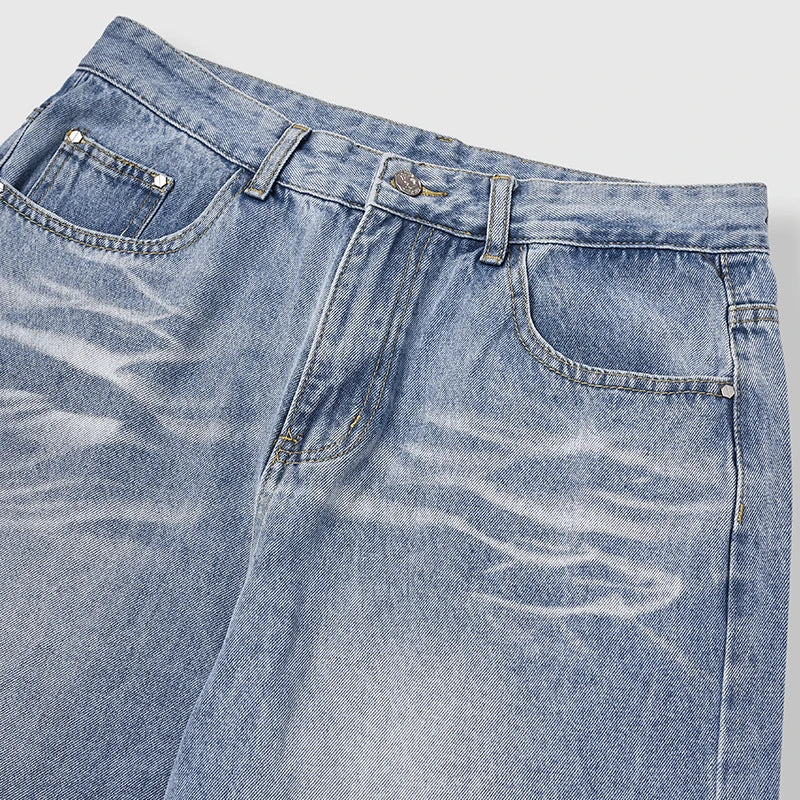 Vintage Washed Straight Leg Jeans