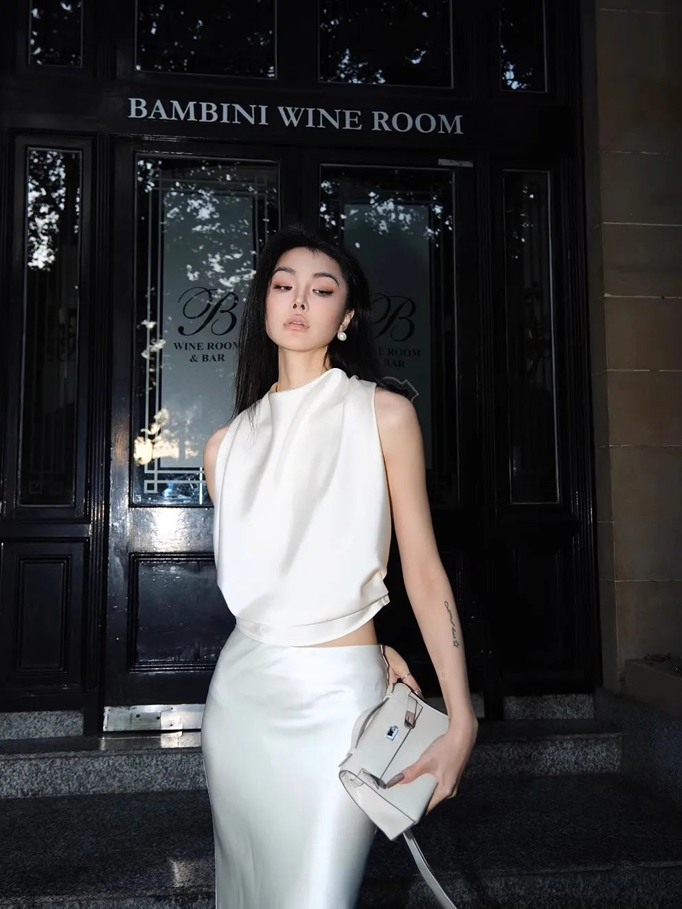 Soft Flowy Acetate Floor Length Skirt